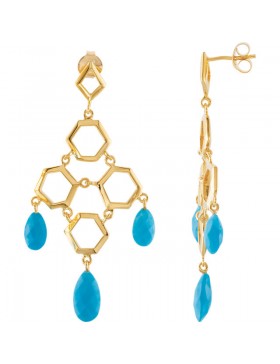 Missoma® Checkerboard 18K Vermeil Turquoise Chandelier Earrings