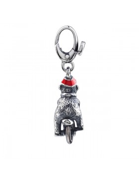 Bear on Unicycle Charm with Enamel Hat