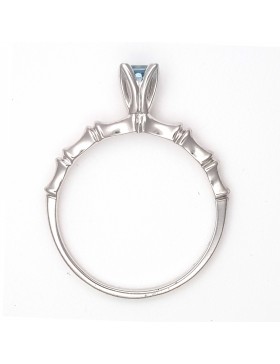 Bamboo 2 Circle Ring Rhodium-Plated with 3.5mm Square Aquamarine in Tulipset® Setting