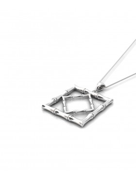 Bamboo 1 Square Pendant Sterling Silver with Palladium Rhodium-Plated