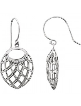 14K White .06 CTW Diamond Nest Design Earrings