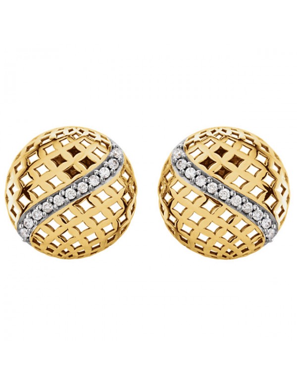 14K Yellow 1/5 CTW Diamond Pierced Circular Earrings