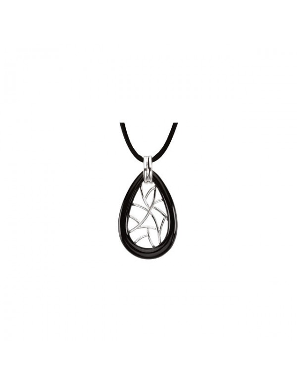 Onyx Lattice Pendant Necklace Front