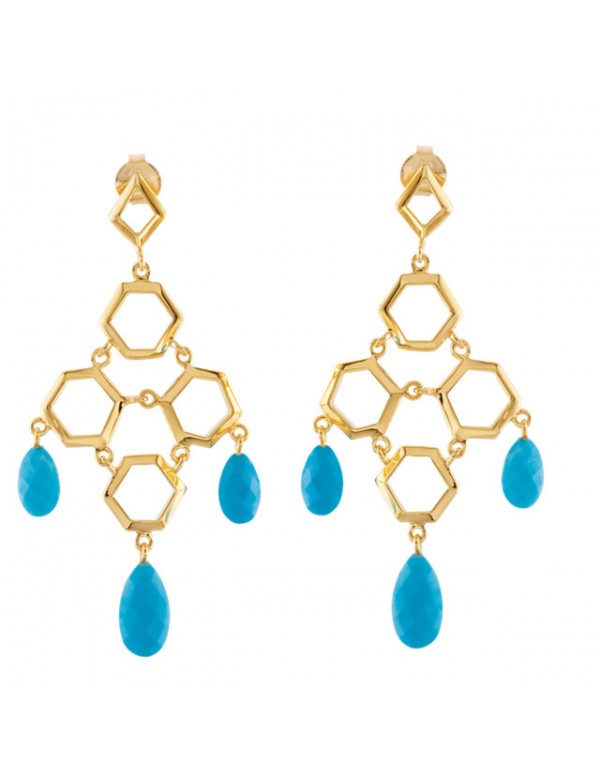 Missoma® Checkerboard 18K Vermeil Turquoise Chandelier Earrings
