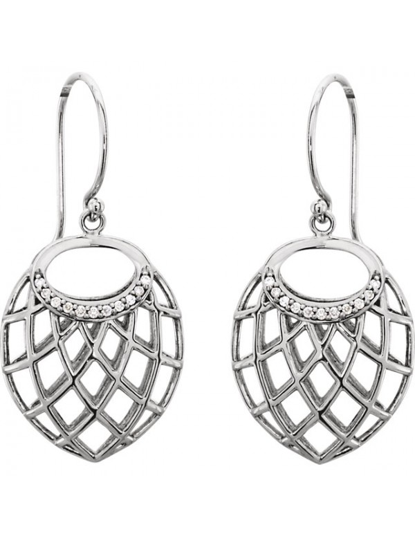 14K White .06 CTW Diamond Nest Design Earrings