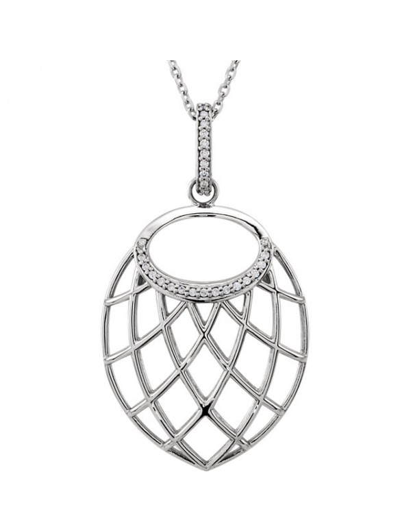 14K White .06 CTW Diamond Nest Design 18" Necklace