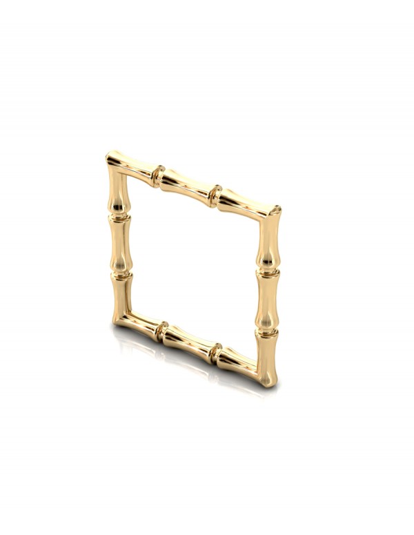 Bamboo 1 Square Ring Slim in 925 Sterling Silver 18K Gold-Plated