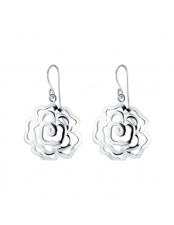 Sterling Silver Chinese Rose Earrings with Hooks