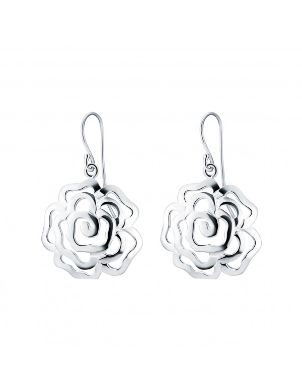 Sterling Silver Chinese Rose Earrings with Hooks