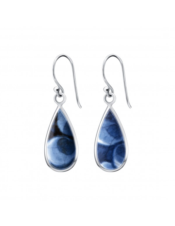 Fine China Porcelain in Teardrop Shape Sterling Silver Earrings 2