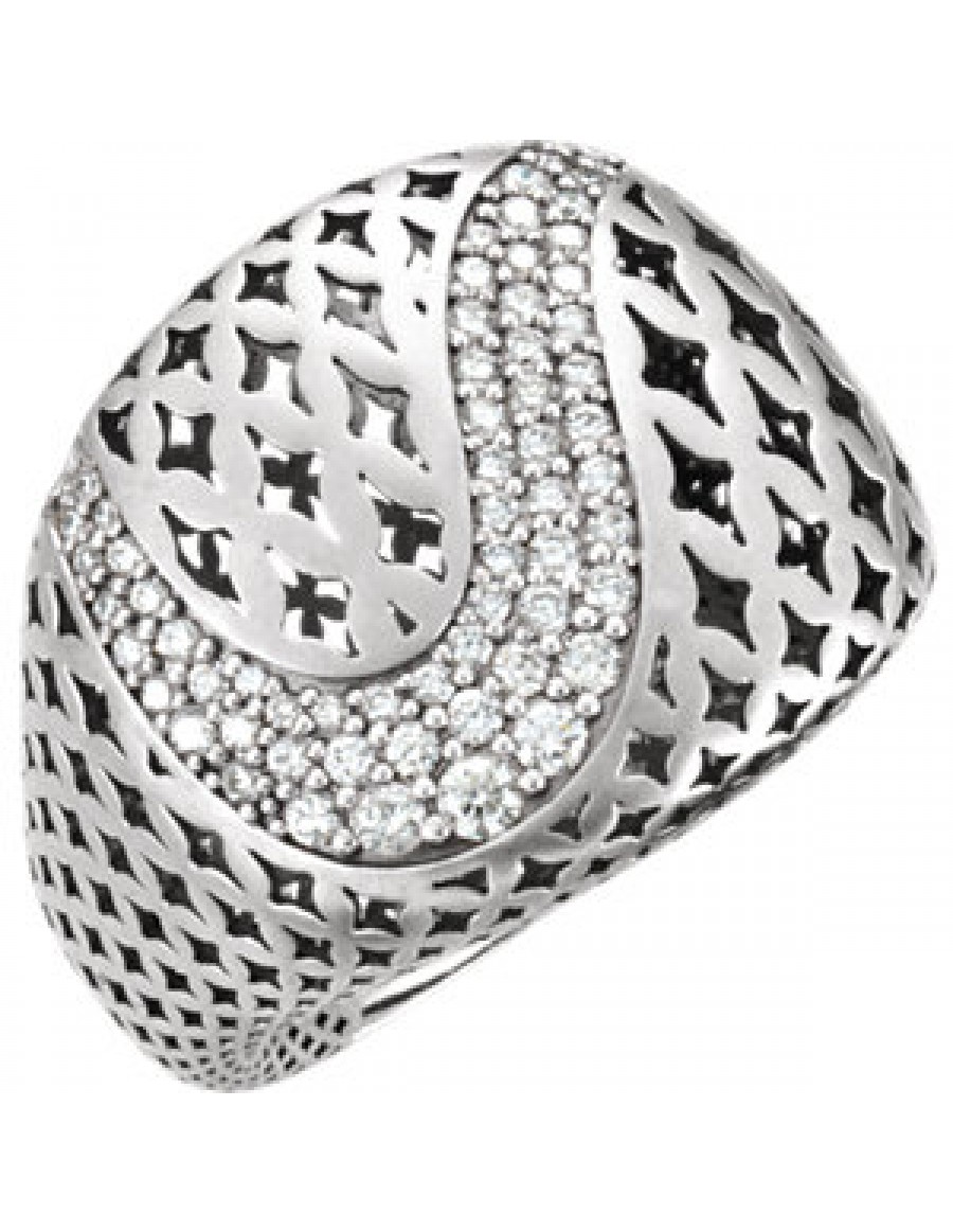 14K White 5/8 CTW Diamond Pierced Circular Ring