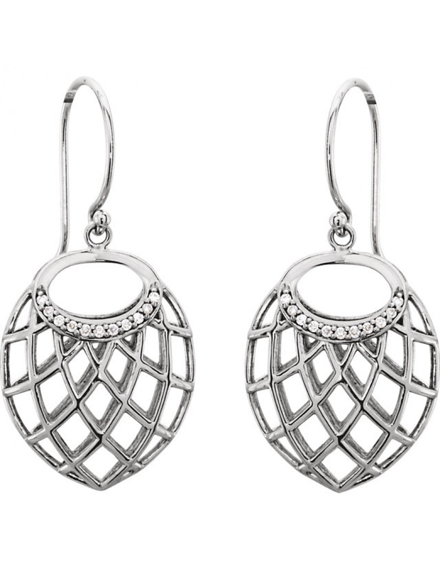 14K White .06 CTW Diamond Nest Design Earrings