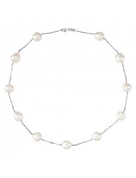 14K White Freshwater Cultured Pearl 16" Necklace