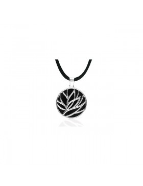 Onyx Lotus Pendant Necklace