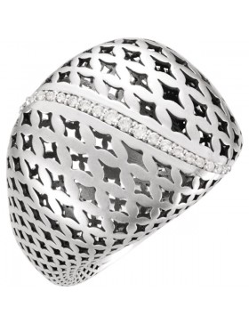 14K White 1/6 CTW Diamond Pierced Circular Ring