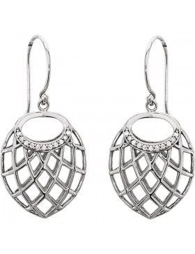 14K White .06 CTW Diamond Nest Design Earrings