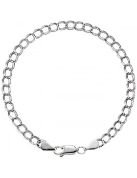 Sterling Silver 7" 4mm Solid Curb Charm Bracelet