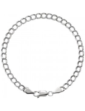 Sterling Silver 7" 4mm Solid Curb Charm Bracelet