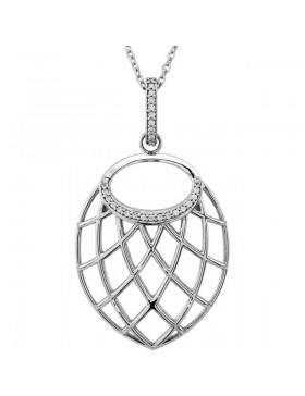 14K White .06 CTW Diamond Nest Design 18" Necklace