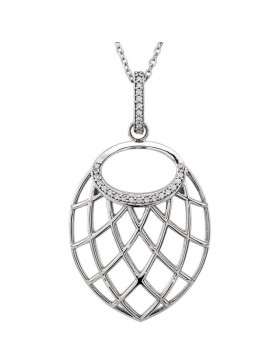 14K White .06 CTW Diamond Nest Design 18" Necklace