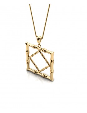 Bamboo 1 Square Pendant Sterling Silver with Palladium 18K Gold-Plated