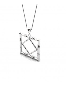 Bamboo 1 Square Pendant Sterling Silver Rhodium-Plated