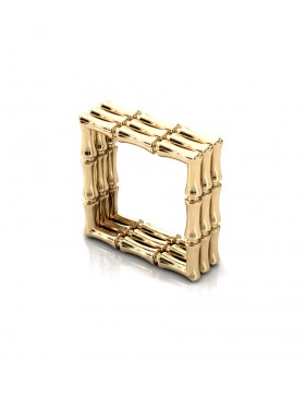 Bamboo 1 Square Ring Stack Sterling Silver with Palladium
