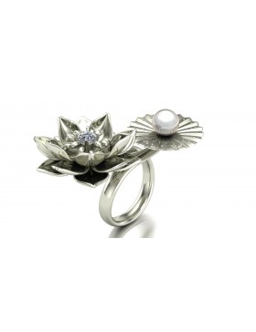 Lotus 1 Realism Ring Duo Type 1 in 14K White Gold