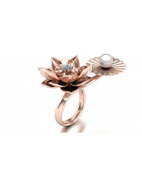 Lotus 1 Realism Ring Duo Type 2 in 14K Rose Gold