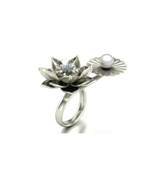 Lotus 1 Realism Ring Duo Type 2 in 14K White Gold