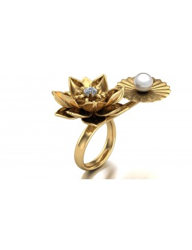 Lotus 1 Realism Ring Duo Type 2 in 14K Yellow Gold