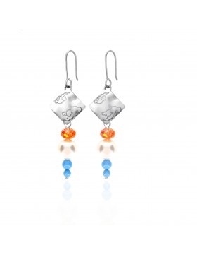 Swarovski Crystal Pearls Earrings with Sterling Silver Celestial Cloud 3 Pendants