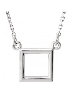 Square Pendant 16.5" Necklace Sterling Silver