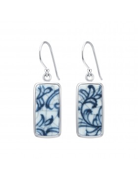 Fine China Porcelain Rectangle Earrings 2