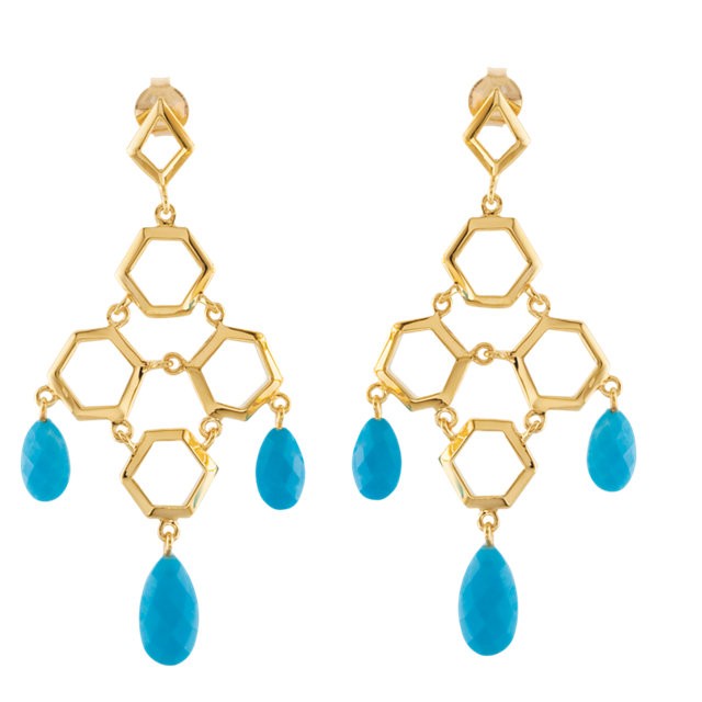Missoma® Checkerboard 18K Vermeil Turquoise Chandelier Earrings