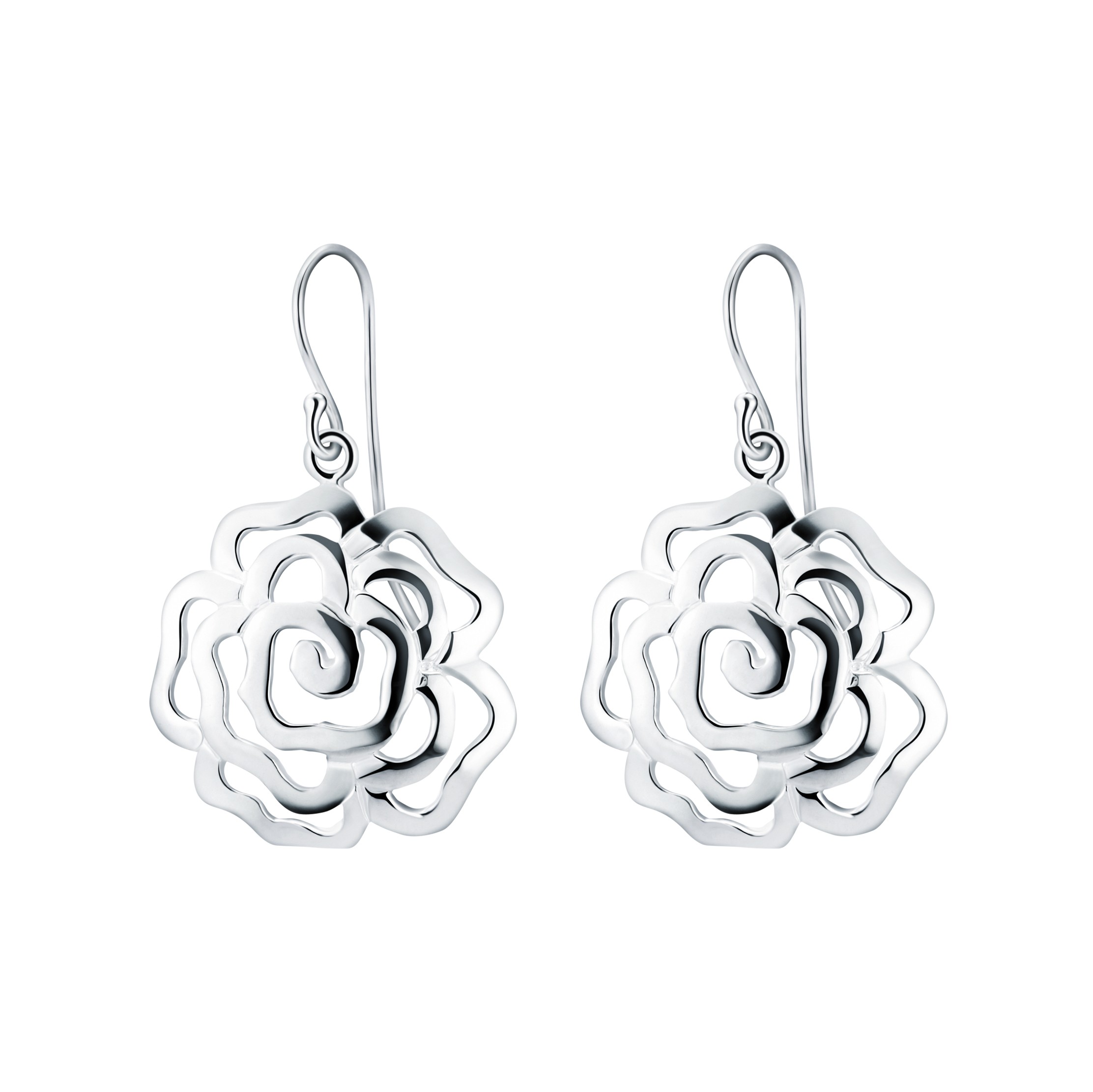 Sterling Silver Chinese Rose Earrings with Hooks