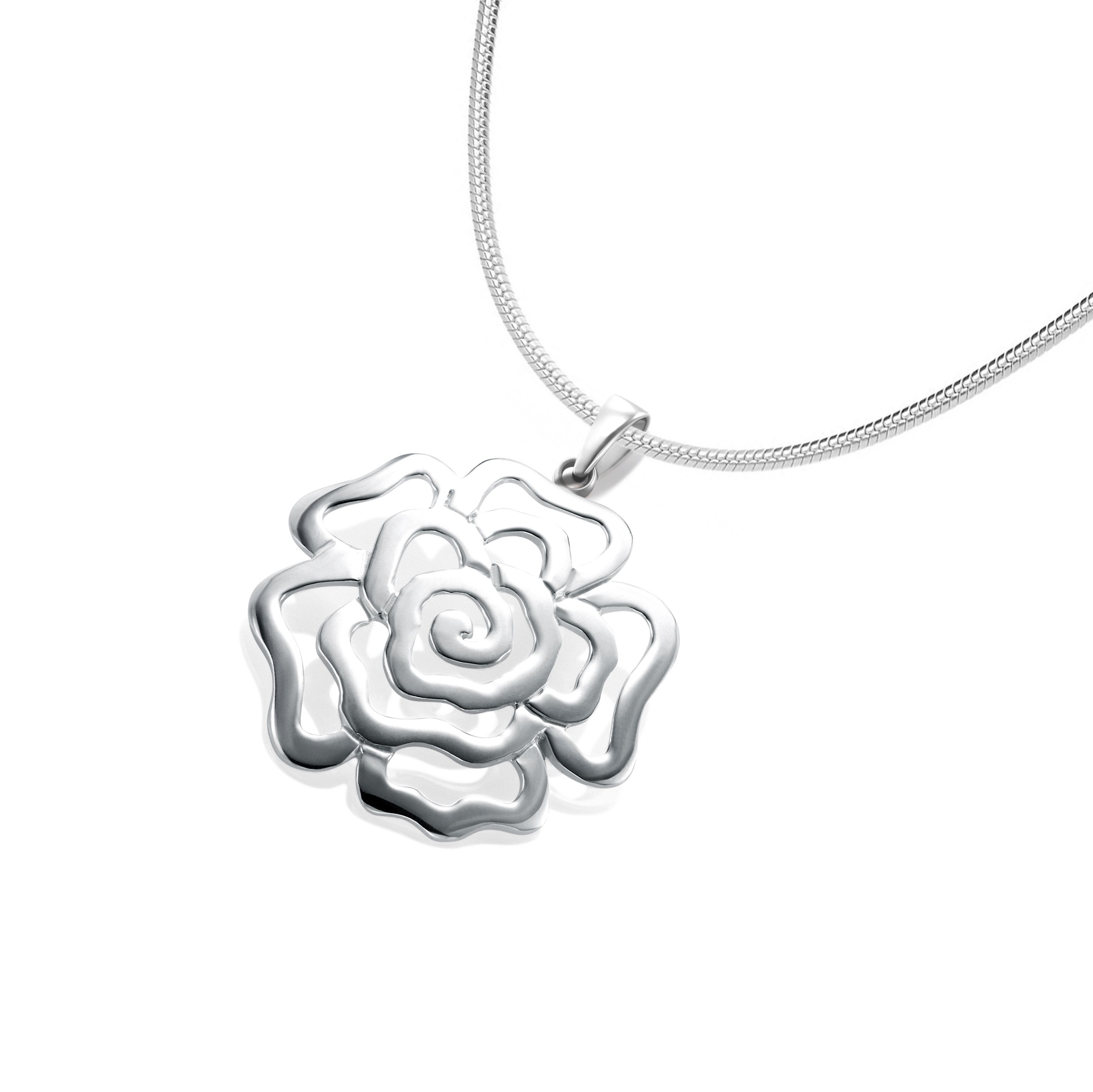 Sterling Silver Chinese Rose Pendant