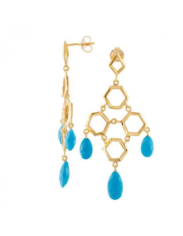 Missoma® Checkerboard 18K Vermeil Turquoise Chandelier Earrings