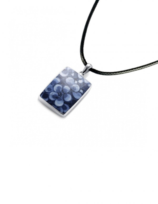 Fine China Porcelain in Rectangle Sterling Silver Pendant 2