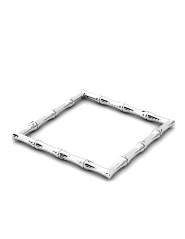 Bamboo 1 Square 68mm Bangle in 925 Sterling Silver with Palladium Rhodium-Plated Flat