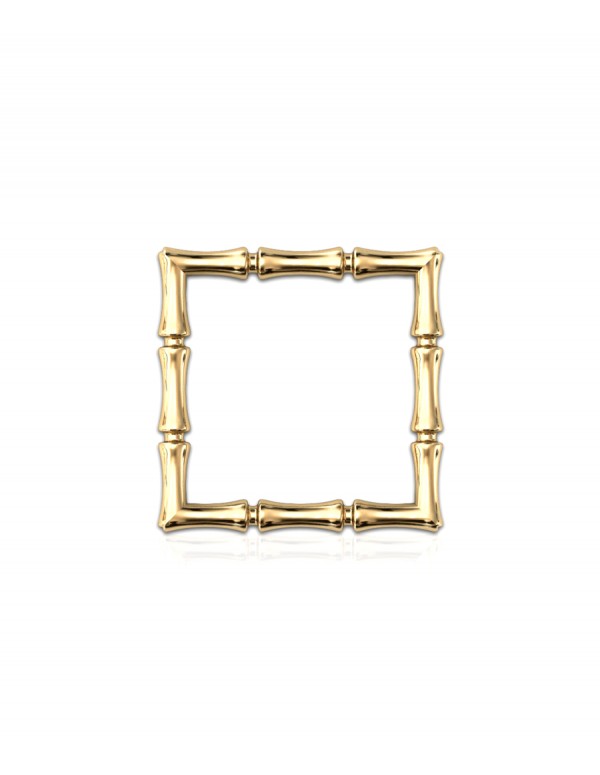 Bamboo 1 Square Ring Stack x3 in 925 Sterling Silver with Palladium 18K Gold-Plated Front