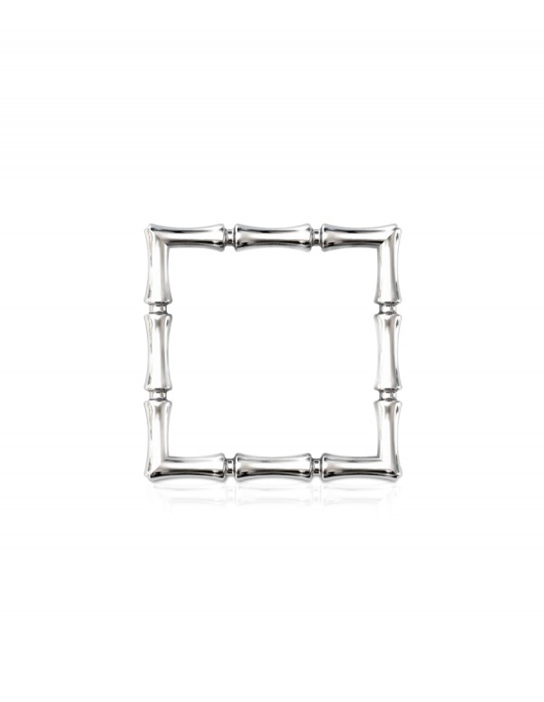 Bamboo 1 Square Ring Stack x3 in 925 Sterling Silver with Palladium Rhodium-Plated Front