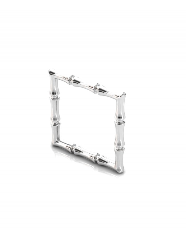 Bamboo 1 Square Ring Slim in 925 Sterling Silver with Palladium Rhodium-Plated