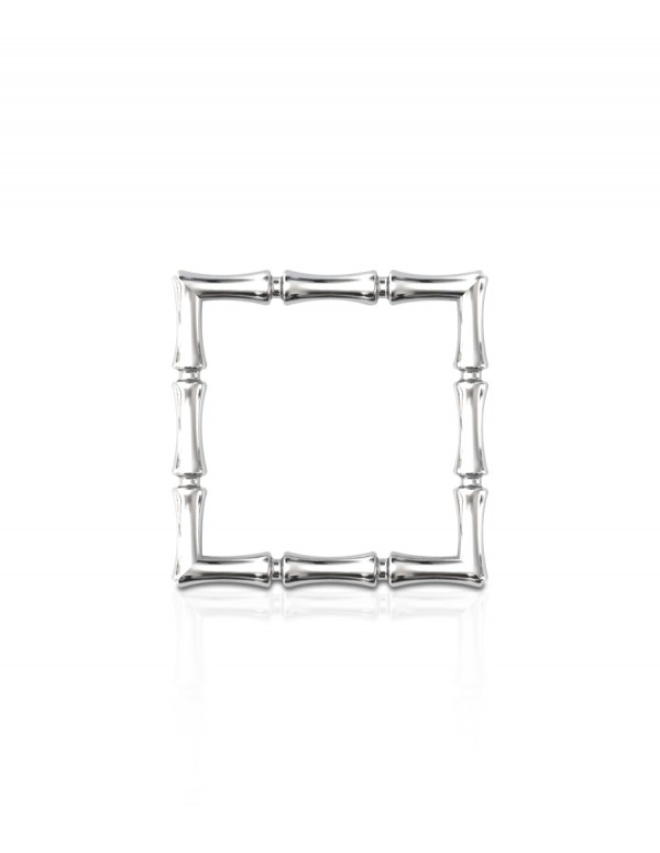 Bamboo 1 Square Ring Slim in 925 Sterling Silver Rhodium-Plated