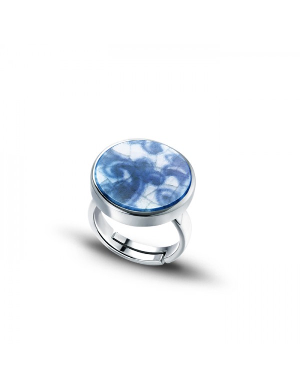 Sterling Silver Ring with Round Fine China Porcelain 2