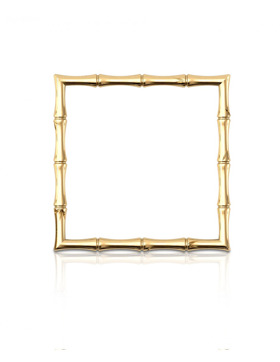 Bamboo 1 Square 68mm Bangle in 925 Sterling Silver with Palladium 18K Gold-Plated Front