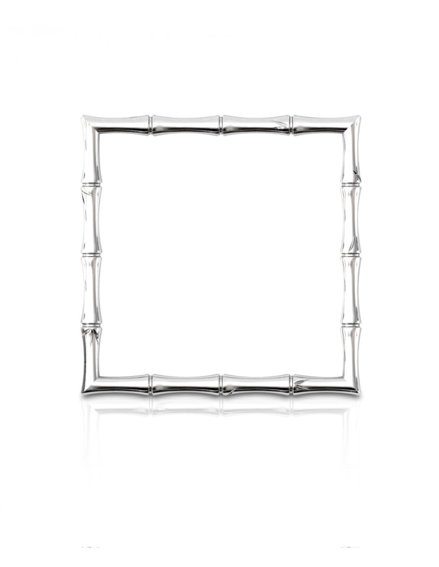 Bamboo 1 Square 68mm Bangle in 925 Sterling Silver with Palladium Rhodium-Plated Front