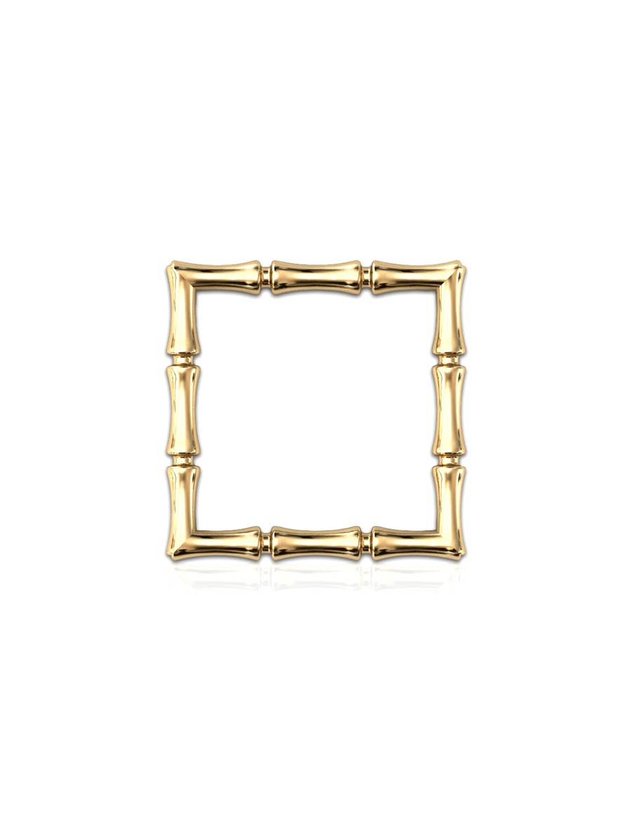 Bamboo 1 Square Ring Stack x3 in 925 Sterling Silver with Palladium 18K Gold-Plated Front