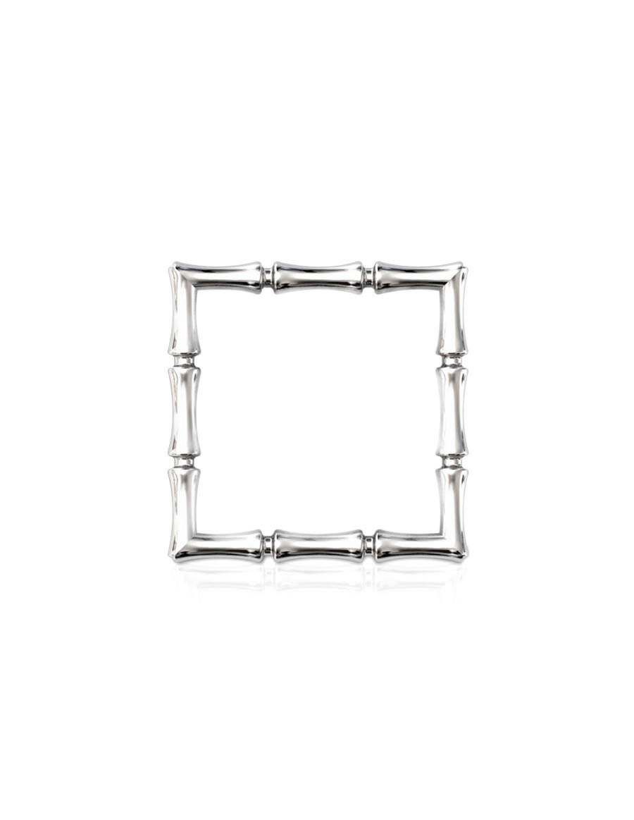 Bamboo 1 Square Ring Stack x3 in 925 Sterling Silver with Palladium Rhodium-Plated Front