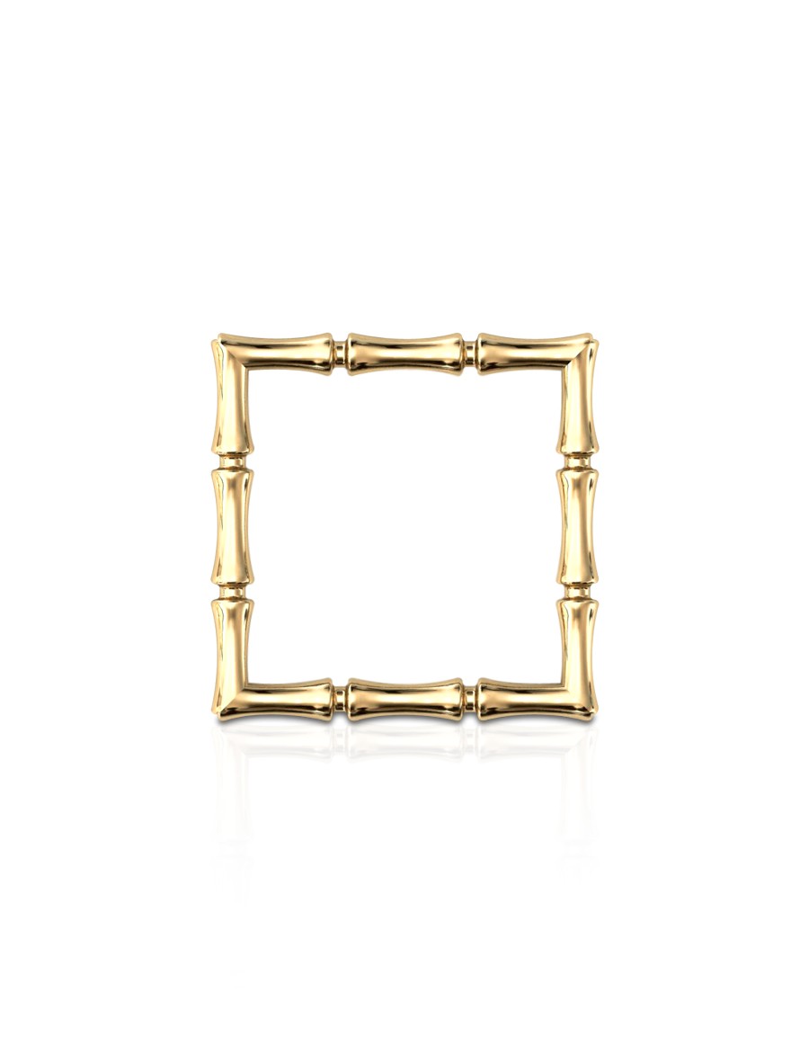 Bamboo 1 Square Ring Slim in 925 Sterling Silver 18K Gold-Plated
